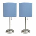 Diamond Sparkle Stick Lamp with USB Charging Port & Fabric Shade Set, Blue, 2PK DI2519987